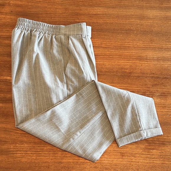 Modern Light Grey Pinstripe Pantsuit Set - Picture 8 of 9